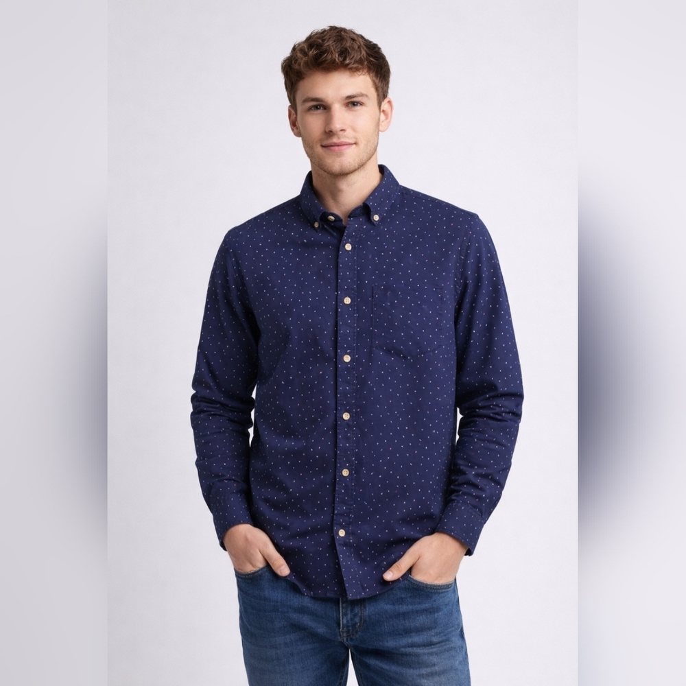 HOLLISTER Mens Button Down Triangle Print Long Sleeve Shirt